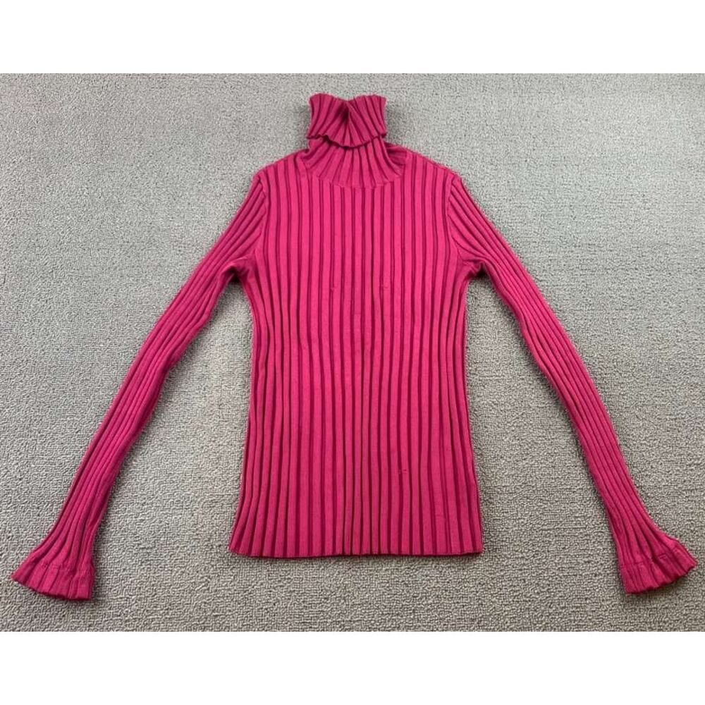 Veronica Beard Nellie Turtleneck Top Sweater XS Pink Ribbed Long Sleeve Pullover